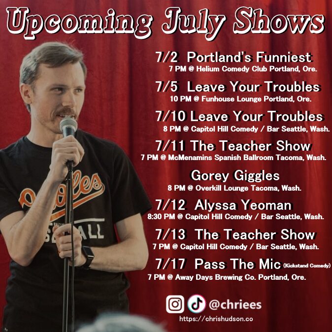 chris hudson pdx comedy stand-up jokes fun seattle tacoma comedian leave your troubles