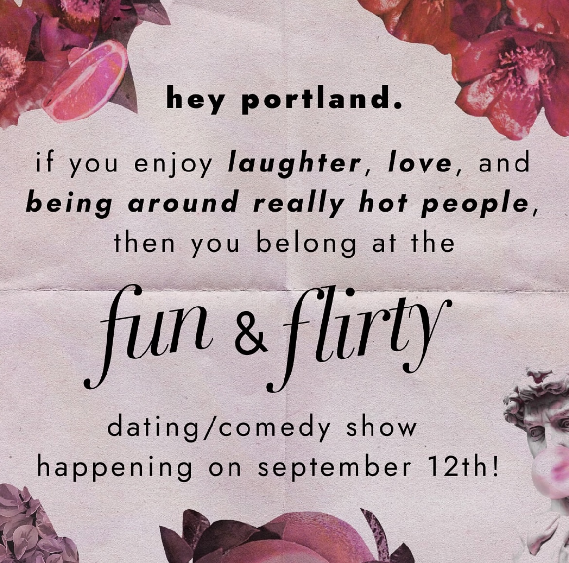 pdx events singles dating comedy fun comedians chris hudson Fun & Flirty